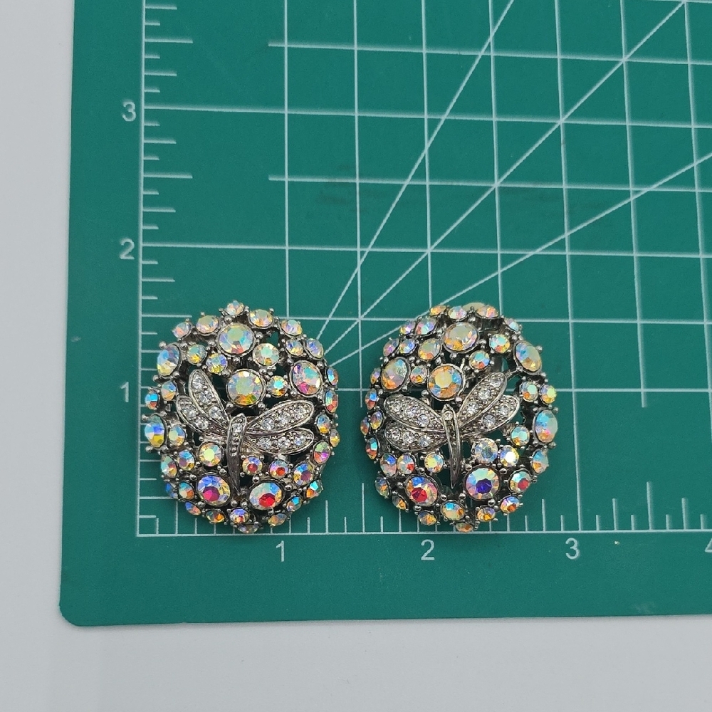 Suzanne Somers Design Aurora Crystal Dragonfly Clip-On Earrings - Picture 7 of 10